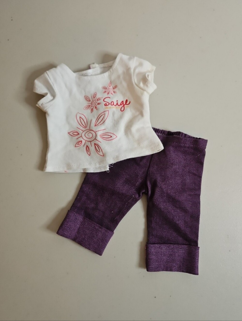 American Girl Sage Girl of the Year Shirt and Purple Jean Pants
